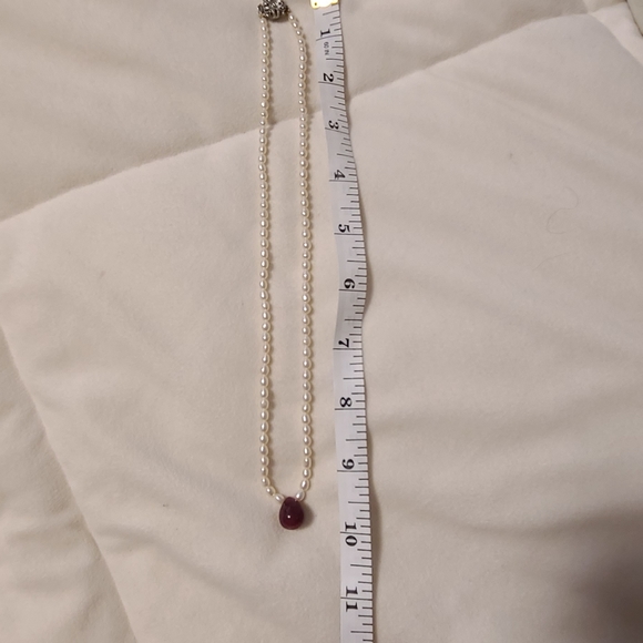 Genuine fresh water pearl and Ruby necklace - Picture 2 of 5
